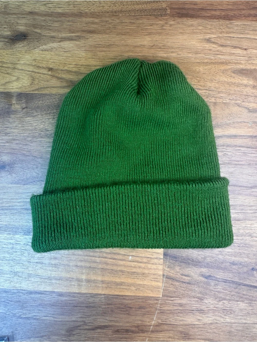 Carhartt Green Ribbed Cuffed Beanie with Logo Patch Original Mens